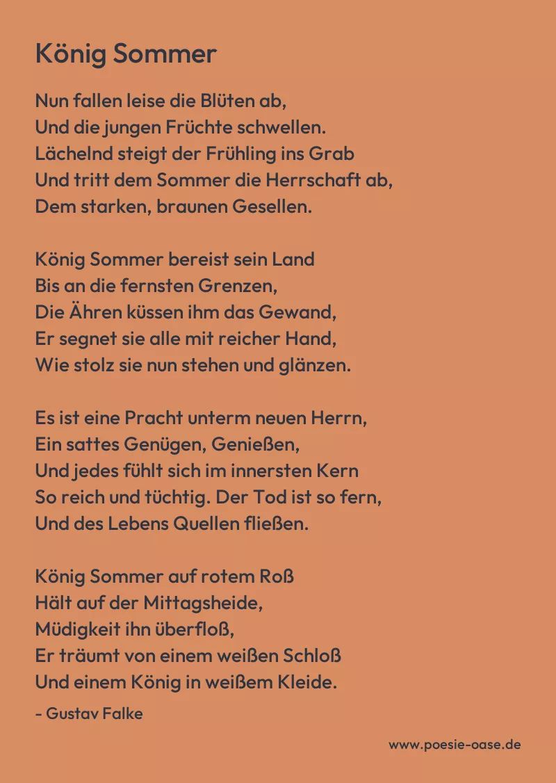 Gedicht: König Sommer von Gustav Falke