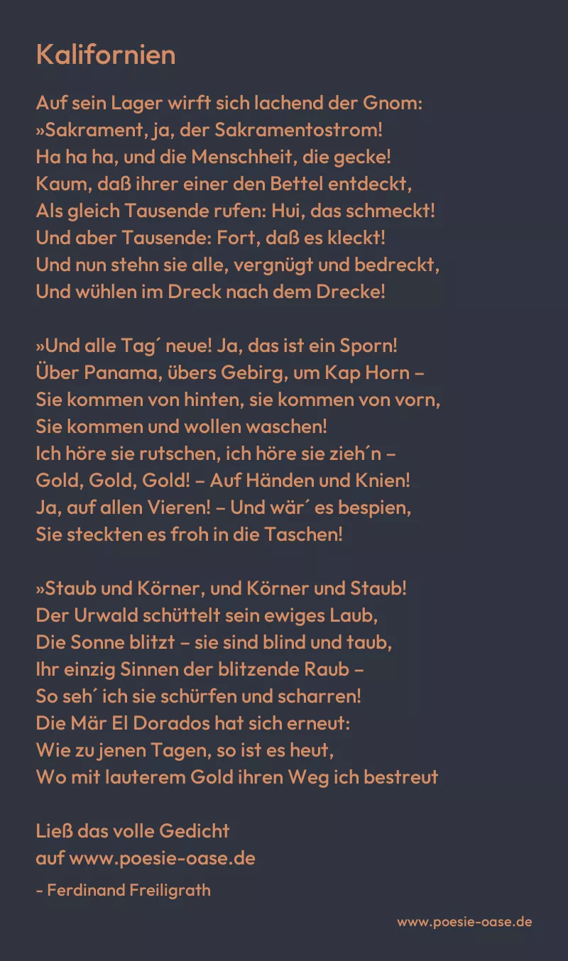 Gedicht: Kalifornien von Ferdinand Freiligrath