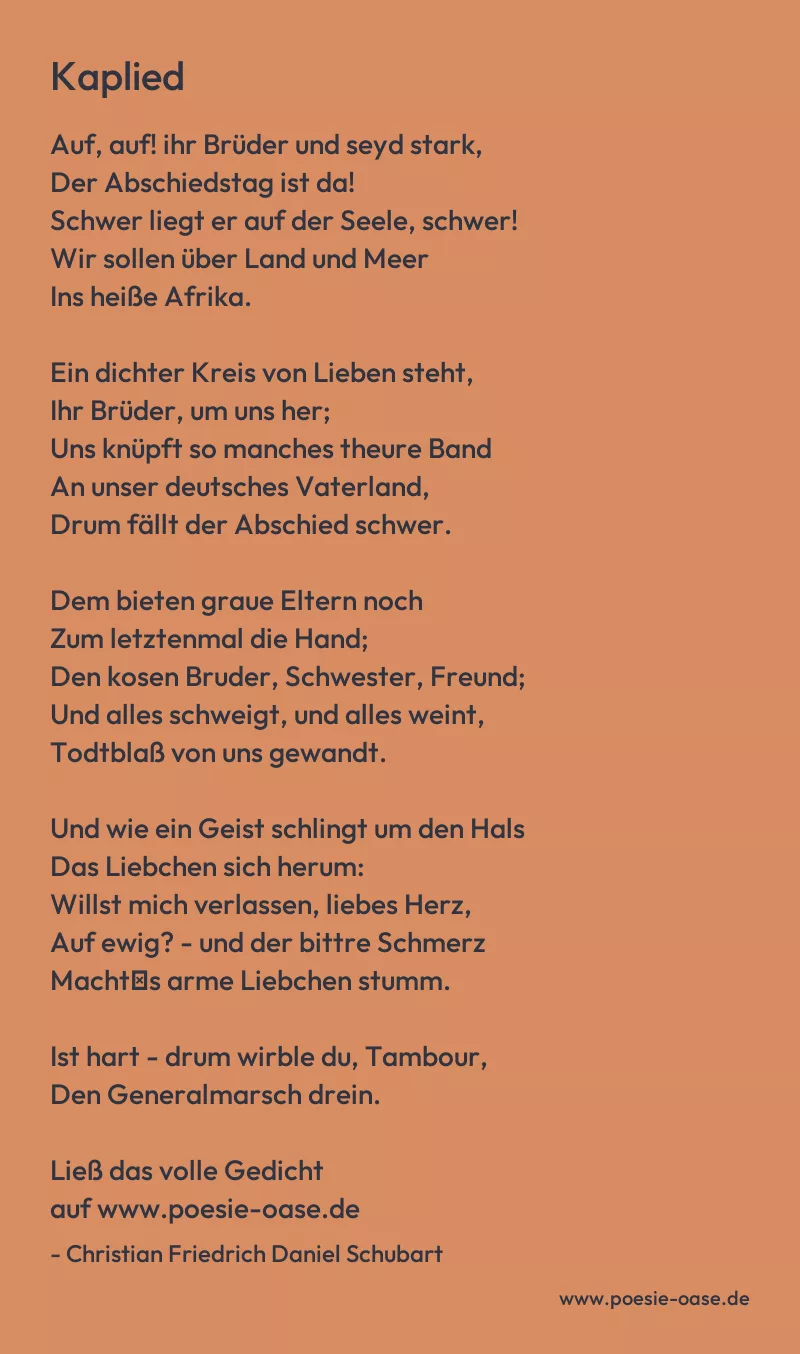 Gedicht: Kaplied von Christian Friedrich Daniel Schubart