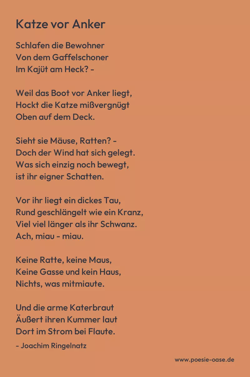 Gedicht: Katze vor Anker von Joachim Ringelnatz