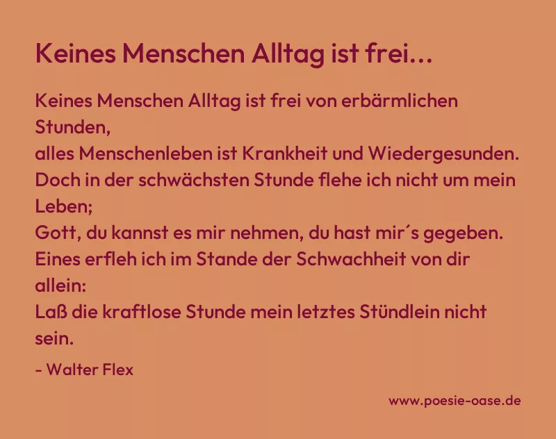 Gedicht: Keines Menschen Alltag ist frei... von Walter Flex