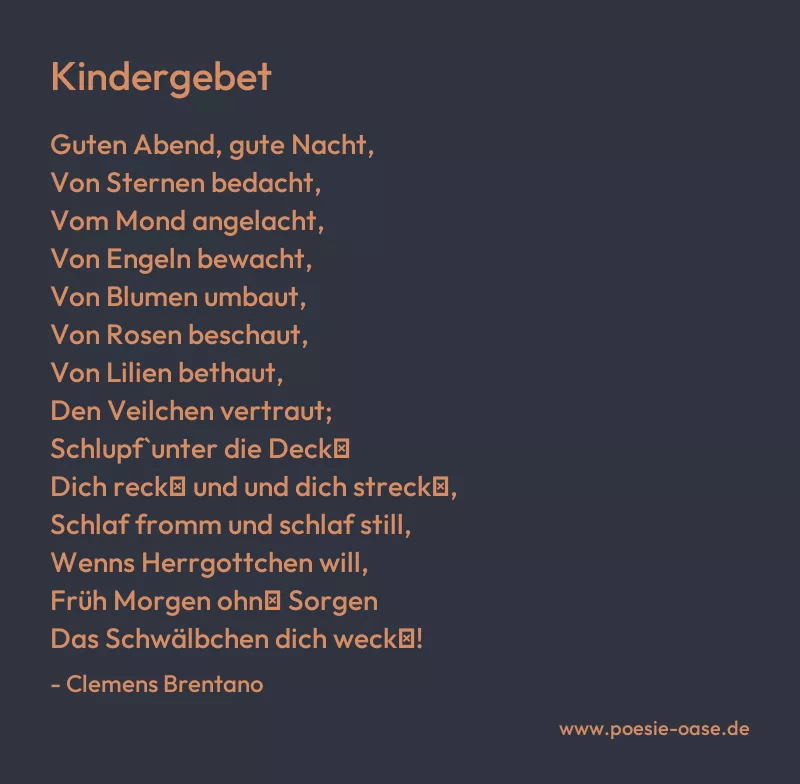 Gedicht: Kindergebet von Clemens Brentano