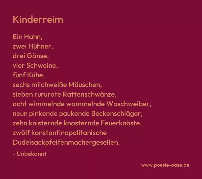Gedicht: Kinderreim von Unbekannt