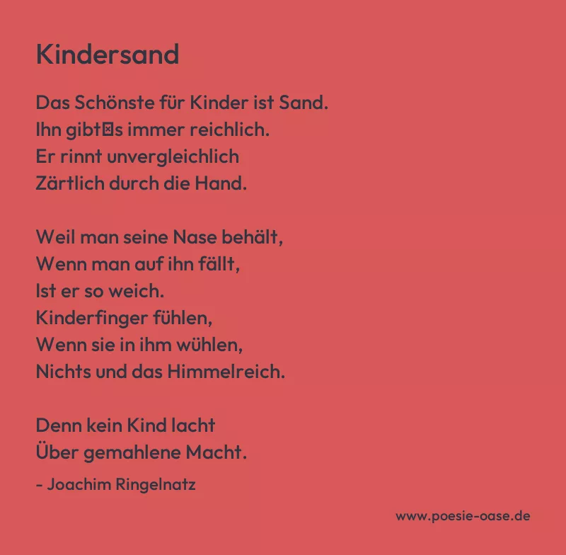 Gedicht: Kindersand von Joachim Ringelnatz