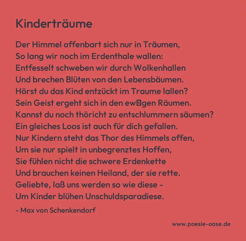 Gedicht: Kinderträume von Max von Schenkendorf