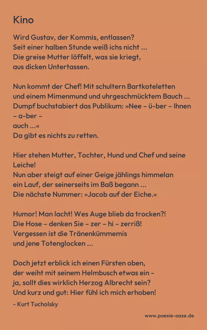 Gedicht: Kino von Kurt Tucholsky