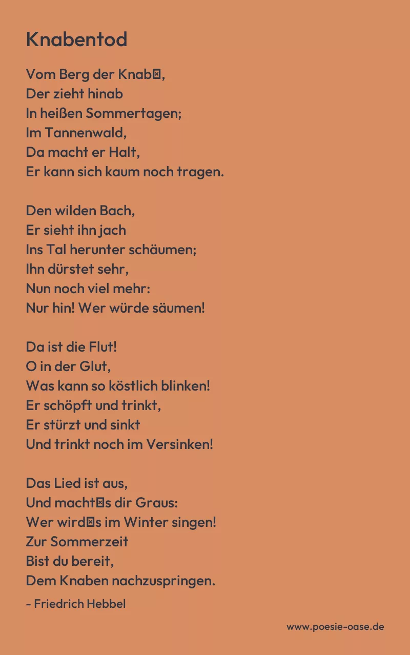 Gedicht: Knabentod von Friedrich Hebbel