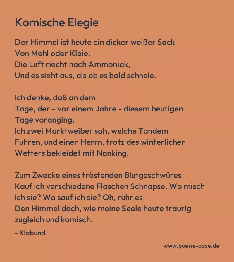 Gedicht: Komische Elegie von Klabund