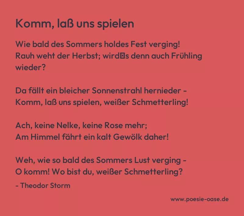 Gedicht: Komm, laß uns spielen von Theodor Storm