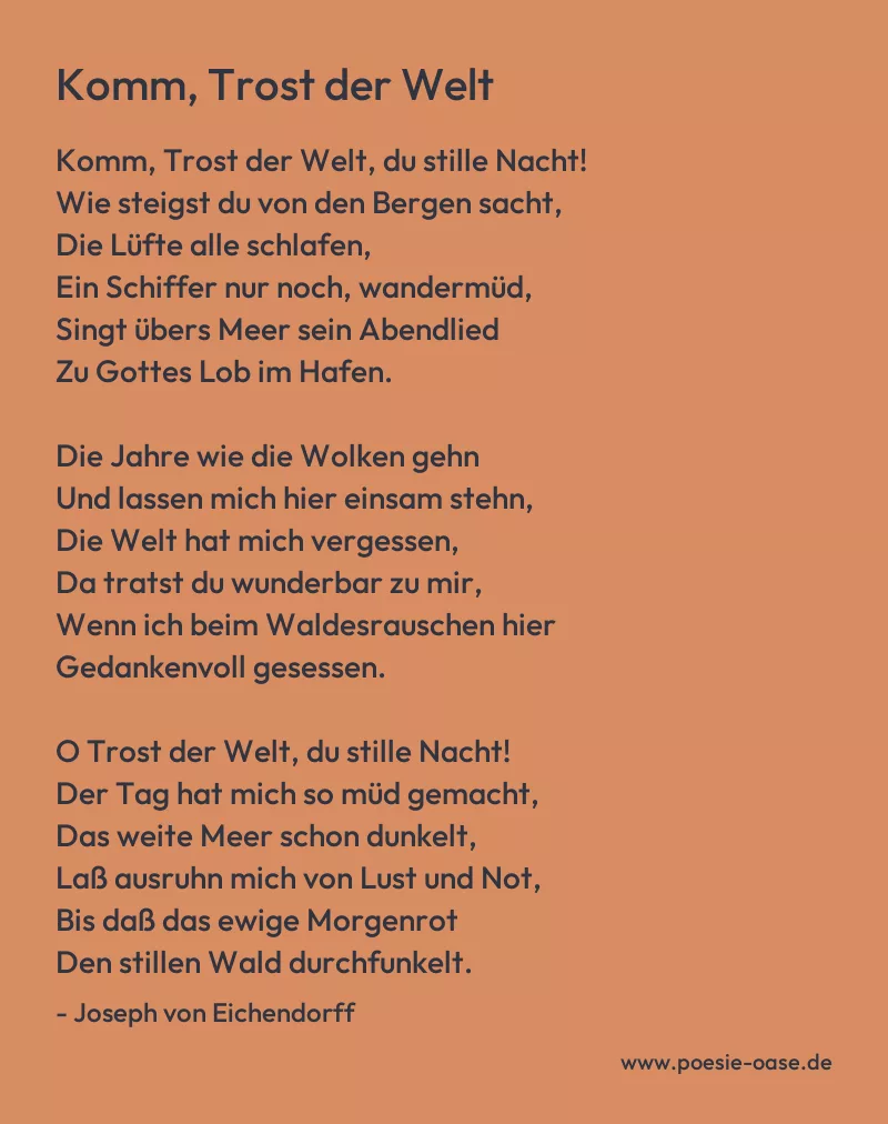 Gedicht: Komm, Trost der Welt von Joseph von Eichendorff