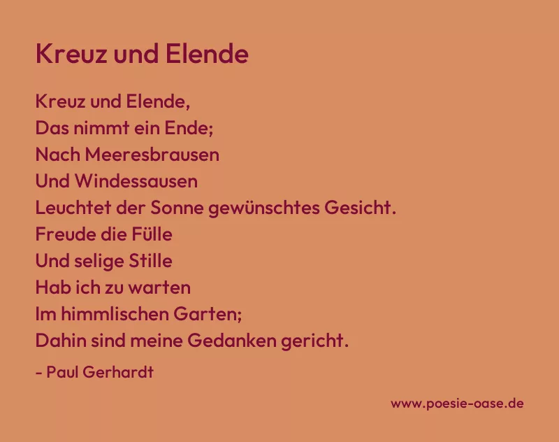 Gedicht: Kreuz und Elende von Paul Gerhardt