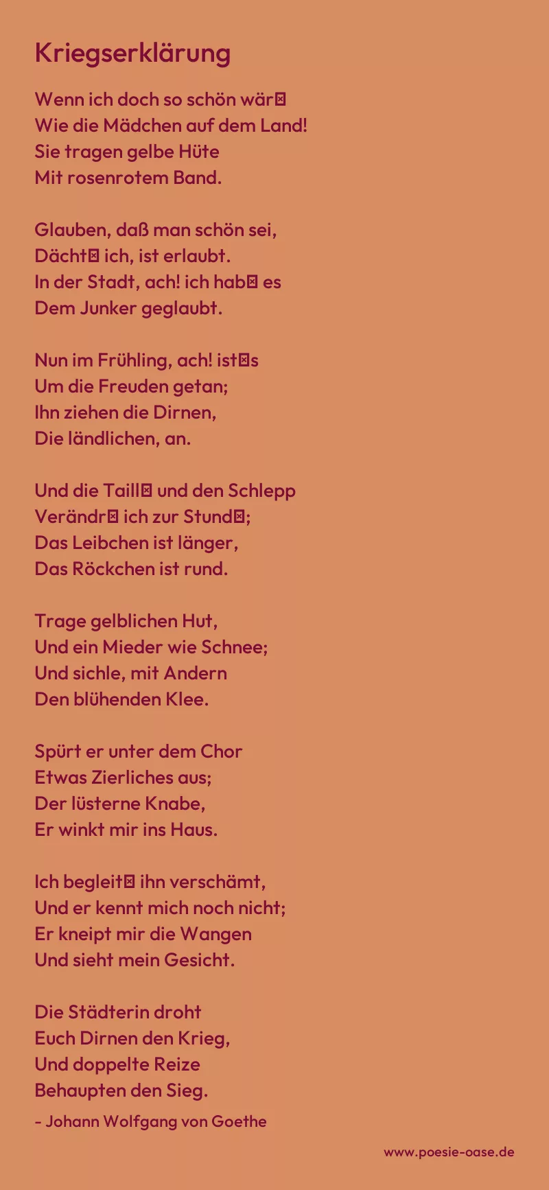 Gedicht: Kriegserklärung von Johann Wolfgang von Goethe