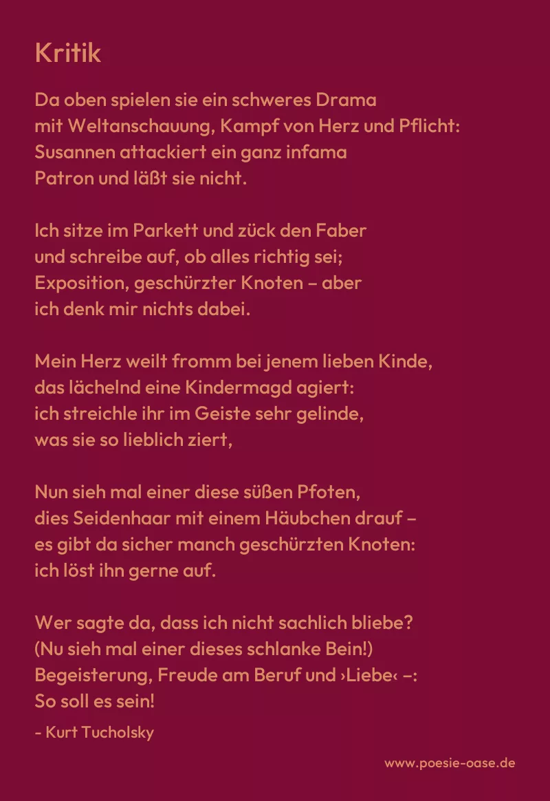 Gedicht: Kritik von Kurt Tucholsky
