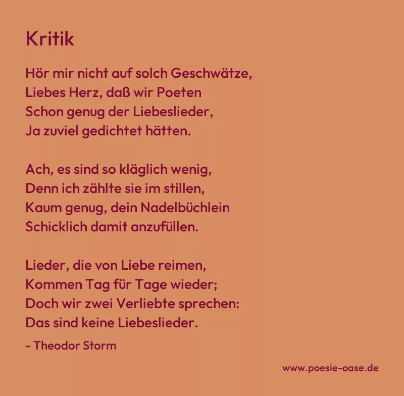 Gedicht: Kritik von Theodor Storm