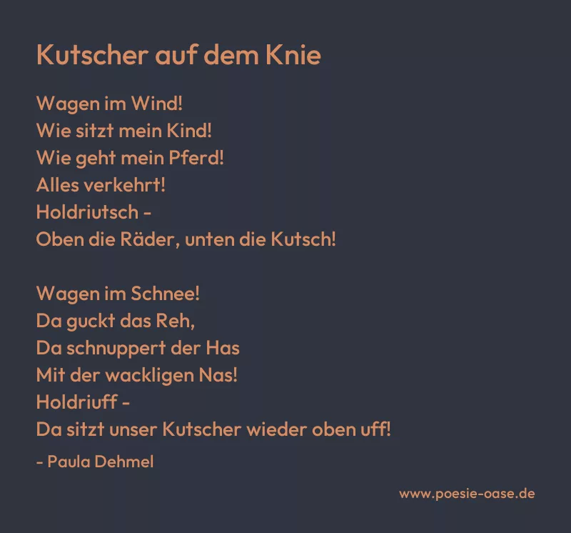Gedicht: Kutscher auf dem Knie von Paula Dehmel