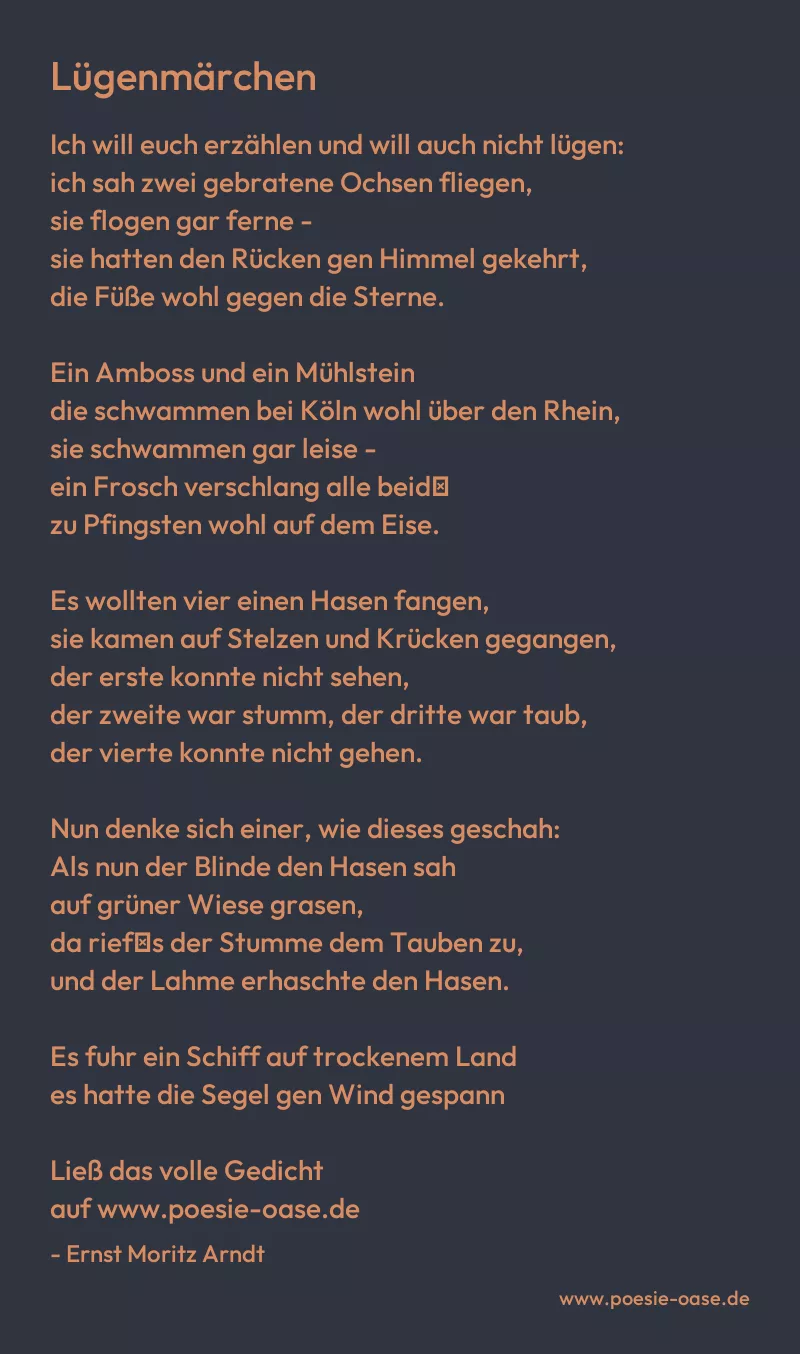 Gedicht: Lügenmärchen von Ernst Moritz Arndt