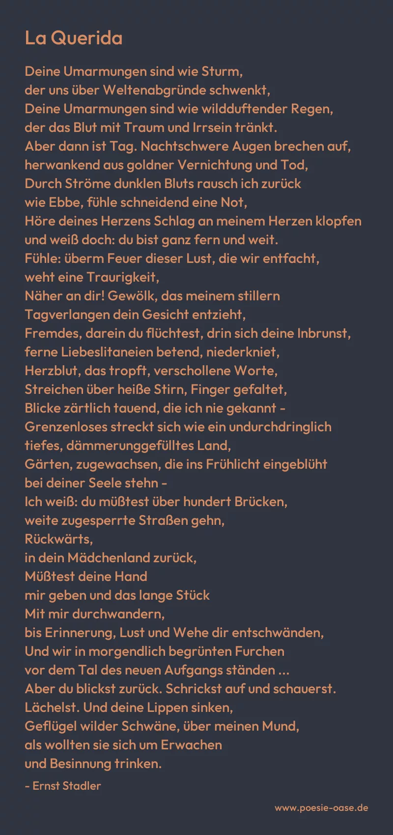 Gedicht: La Querida von Ernst Stadler