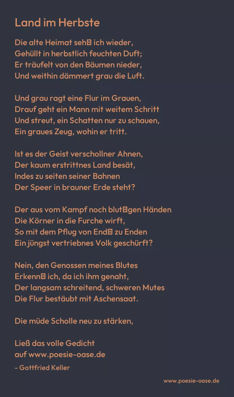 Gedicht: Land im Herbste von Gottfried Keller