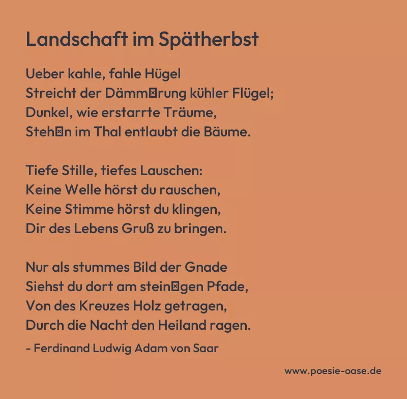 Gedicht: Landschaft im Spätherbst von Ferdinand Ludwig Adam von Saar