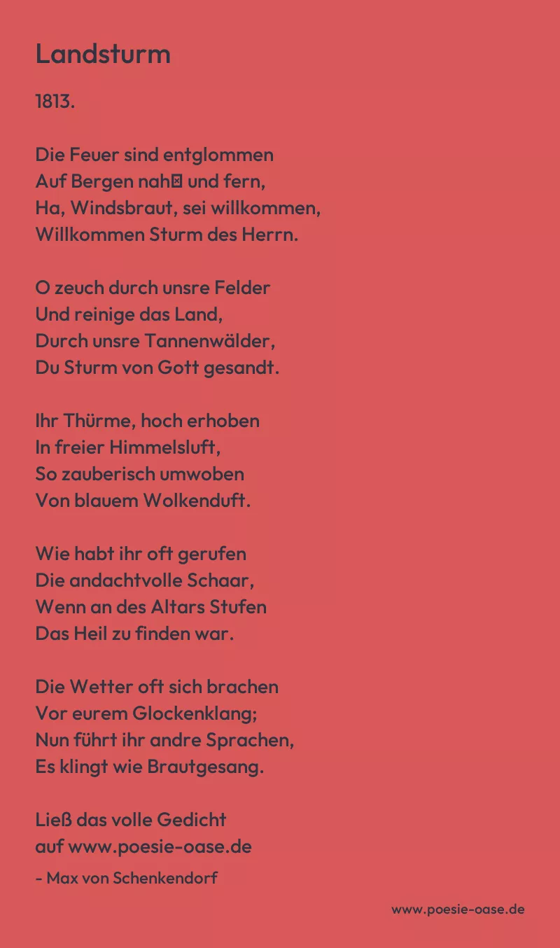 Gedicht: Landsturm von Max von Schenkendorf