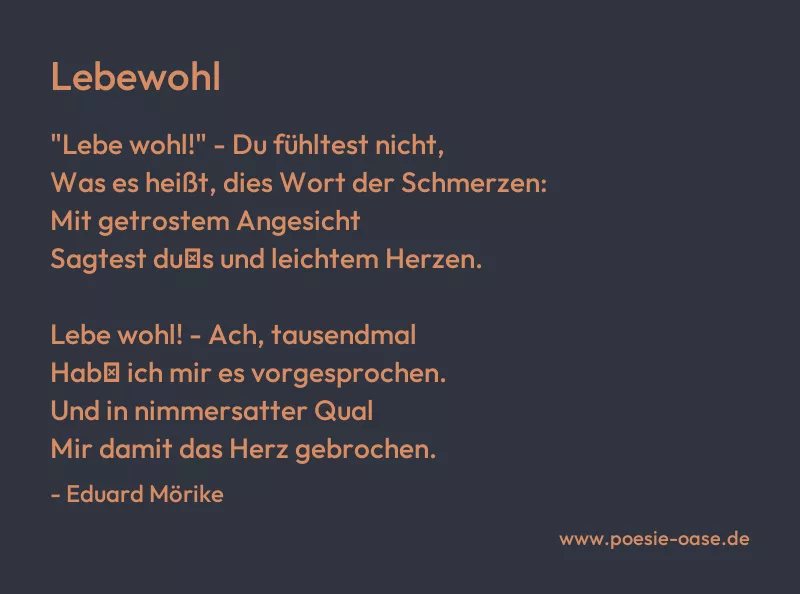 Gedicht: Lebewohl von Eduard Mörike