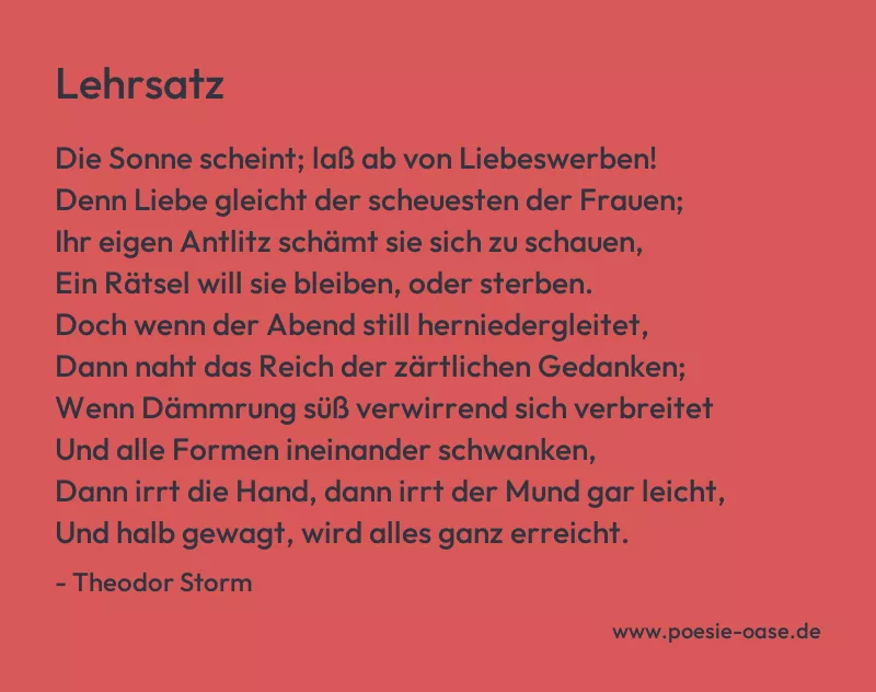 Gedicht: Lehrsatz von Theodor Storm