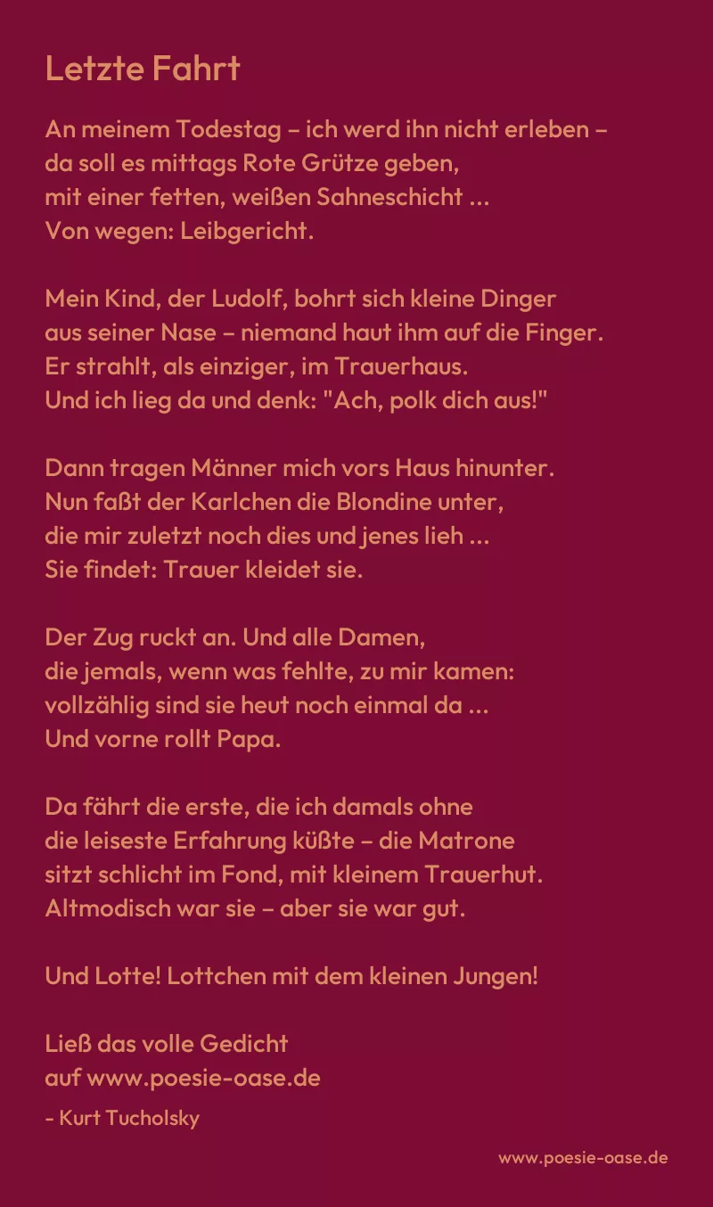 Gedicht: Letzte Fahrt von Kurt Tucholsky