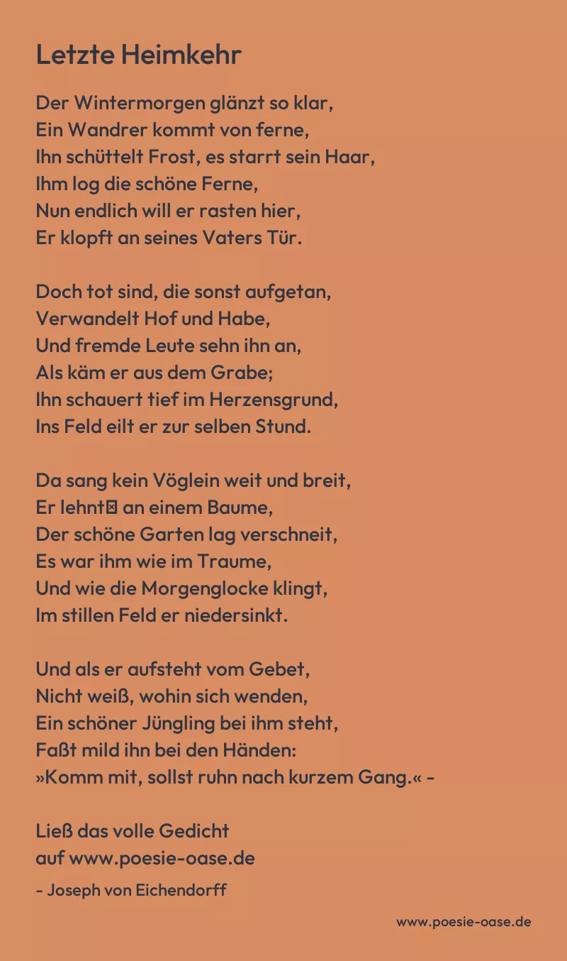 Gedicht: Letzte Heimkehr von Joseph von Eichendorff