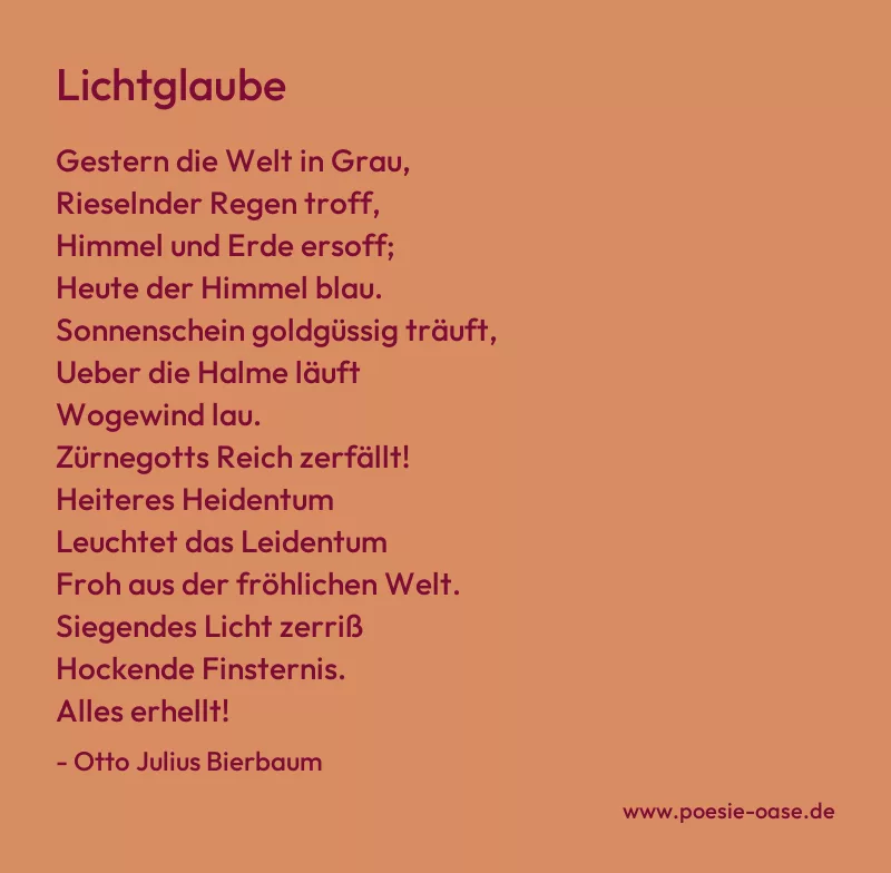 Gedicht: Lichtglaube von Otto Julius Bierbaum