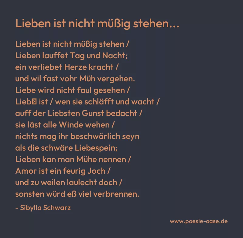 Gedicht: Lieben ist nicht müßig stehen... von Sibylla Schwarz