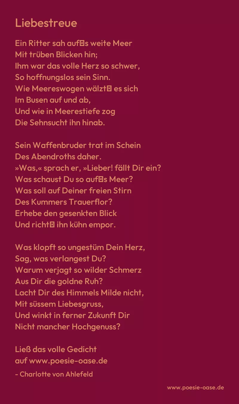 Gedicht: Liebestreue von Charlotte von Ahlefeld