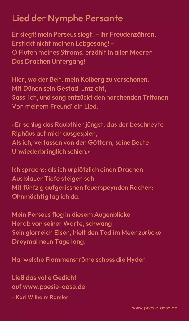 Gedicht: Lied der Nymphe Persante von Karl Wilhelm Ramler