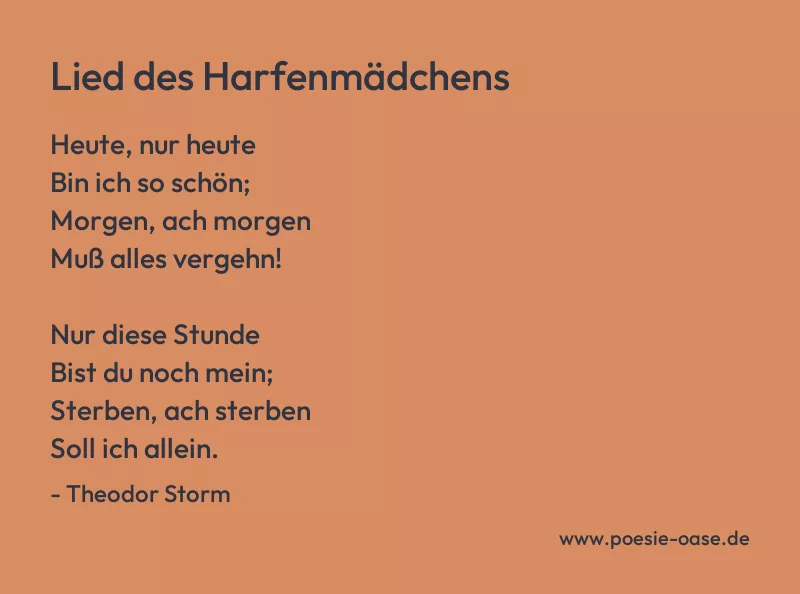 Gedicht: Lied des Harfenmädchens von Theodor Storm
