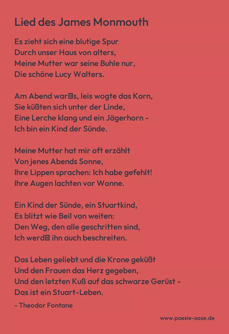 Gedicht: Lied des James Monmouth von Theodor Fontane