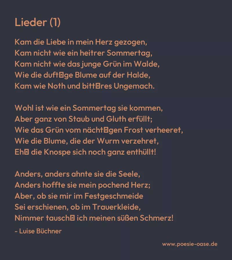 Gedicht: Lieder (1) von Luise Büchner