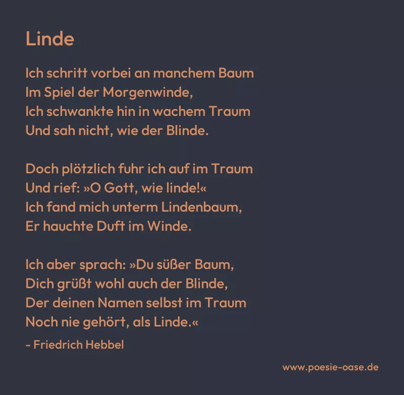 Gedicht: Linde von Friedrich Hebbel