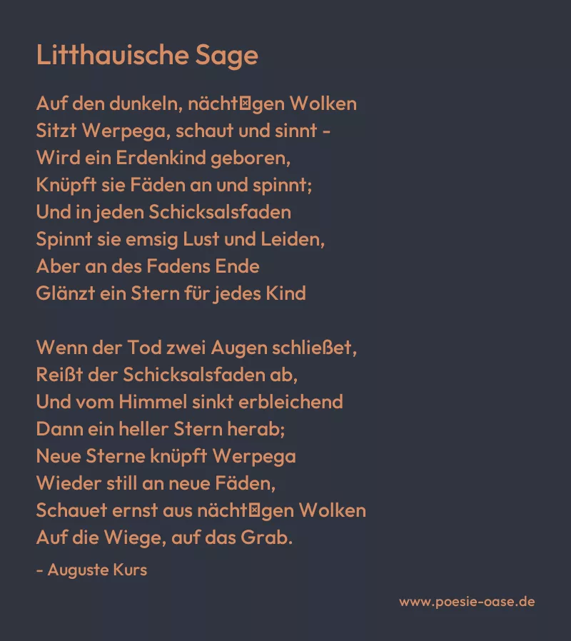 Gedicht: Litthauische Sage von Auguste Kurs