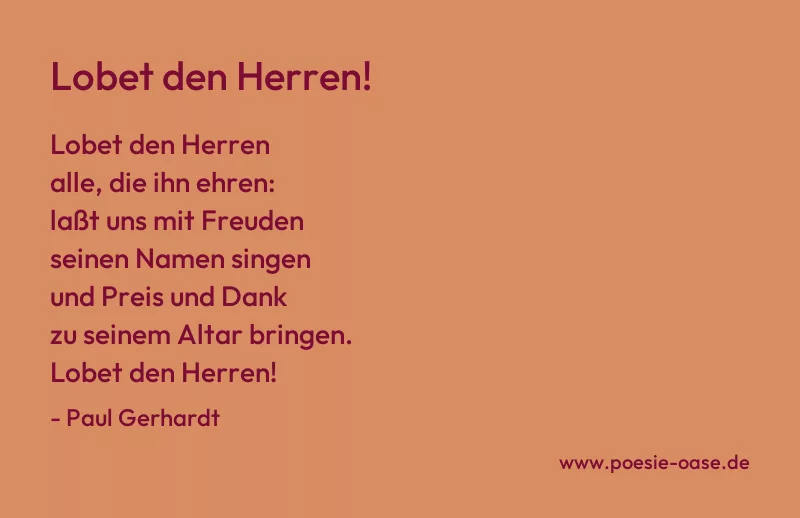 Gedicht: Lobet den Herren! von Paul Gerhardt