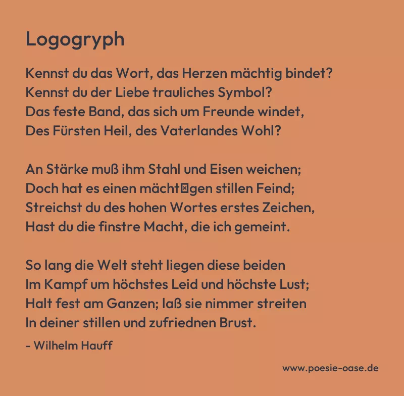 Gedicht: Logogryph von Wilhelm Hauff