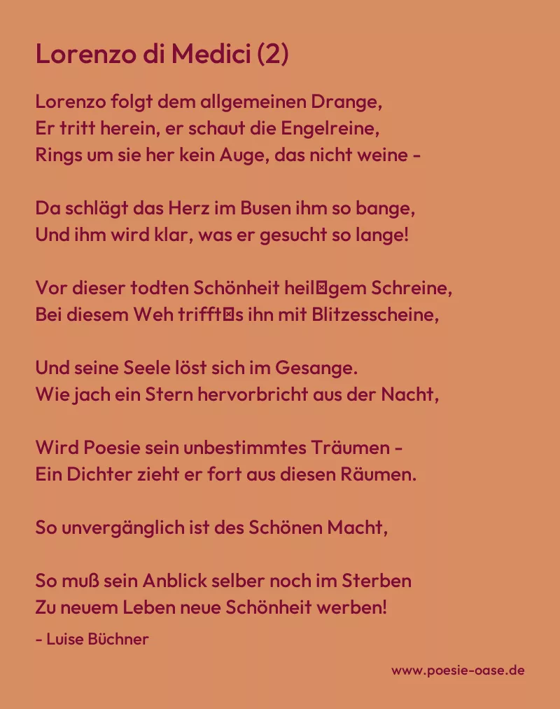 Gedicht: Lorenzo di Medici (2) von Luise Büchner