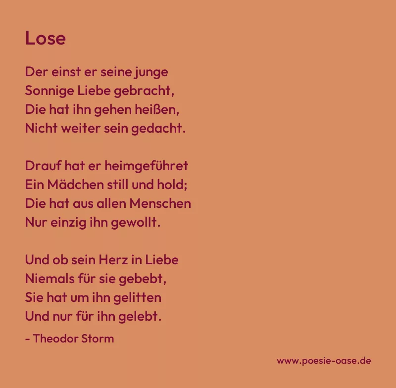 Gedicht: Lose von Theodor Storm