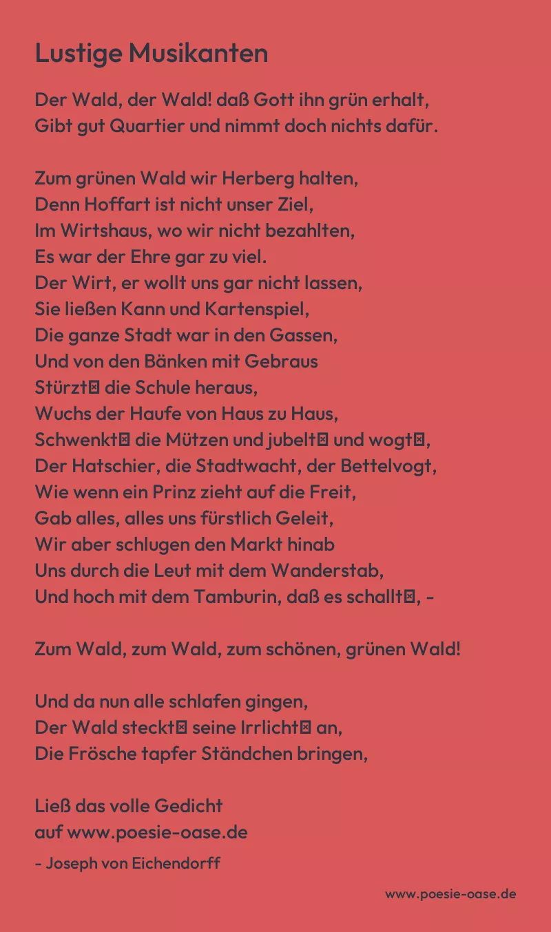 Gedicht: Lustige Musikanten von Joseph von Eichendorff