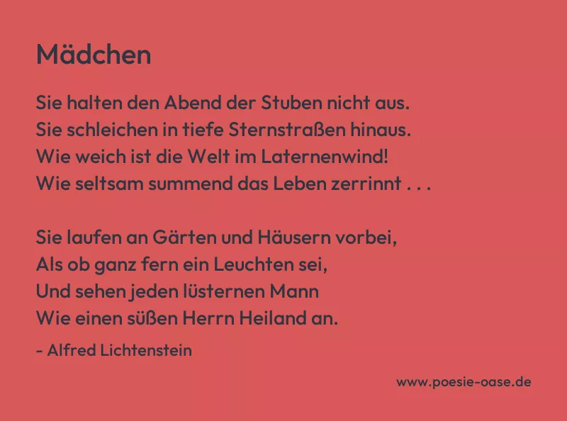 Gedicht: Mädchen von Alfred Lichtenstein