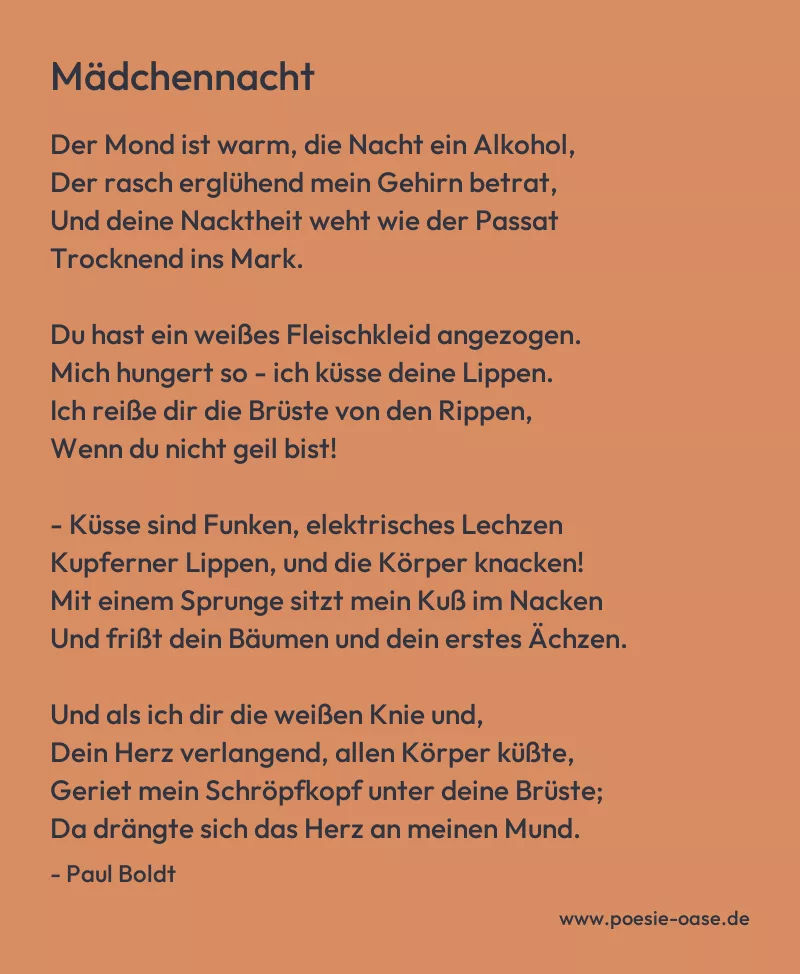 Gedicht: Mädchennacht von Paul Boldt