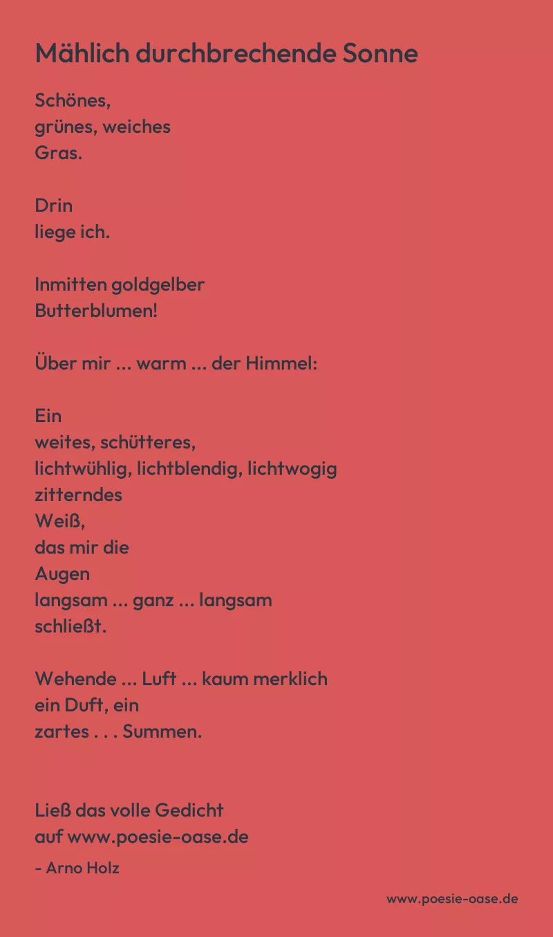 Gedicht: Mählich durchbrechende Sonne von Arno Holz