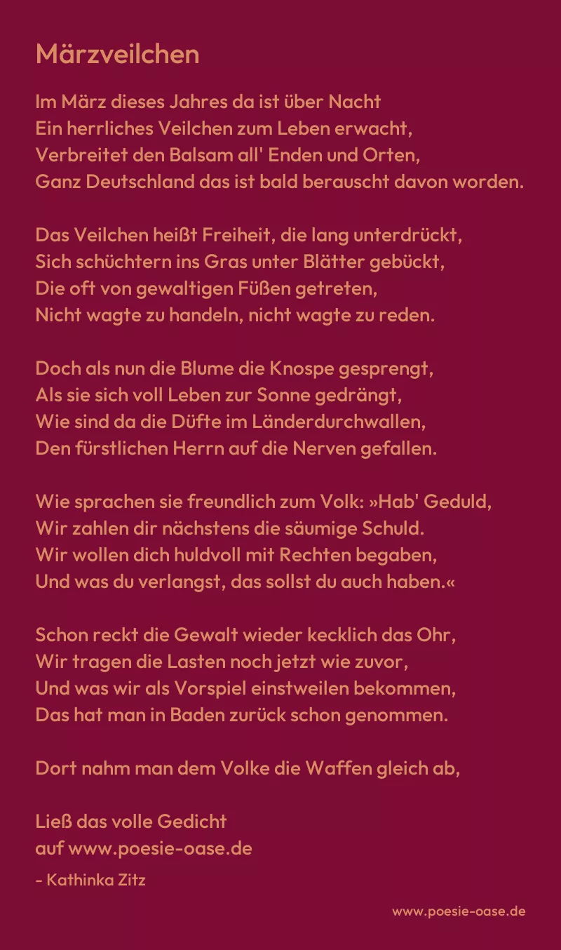 Gedicht: Märzveilchen von Kathinka Zitz