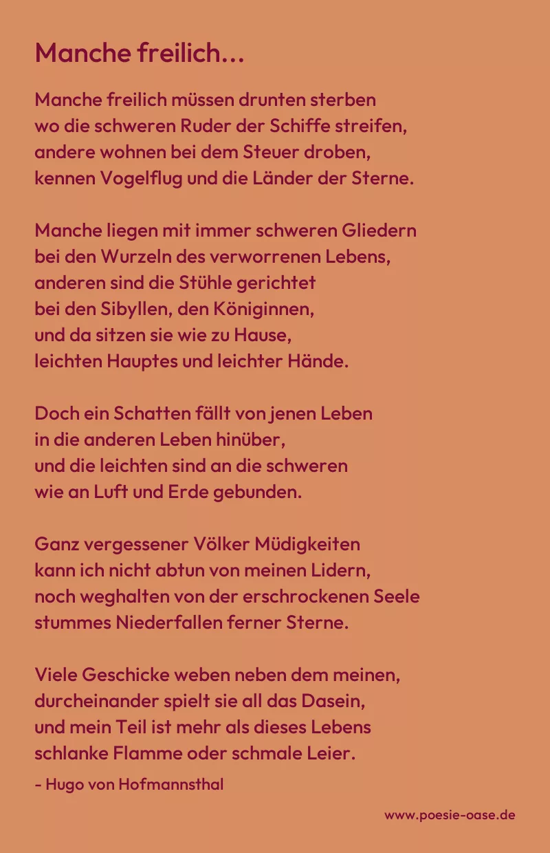 Gedicht: Manche freilich... von Hugo von Hofmannsthal