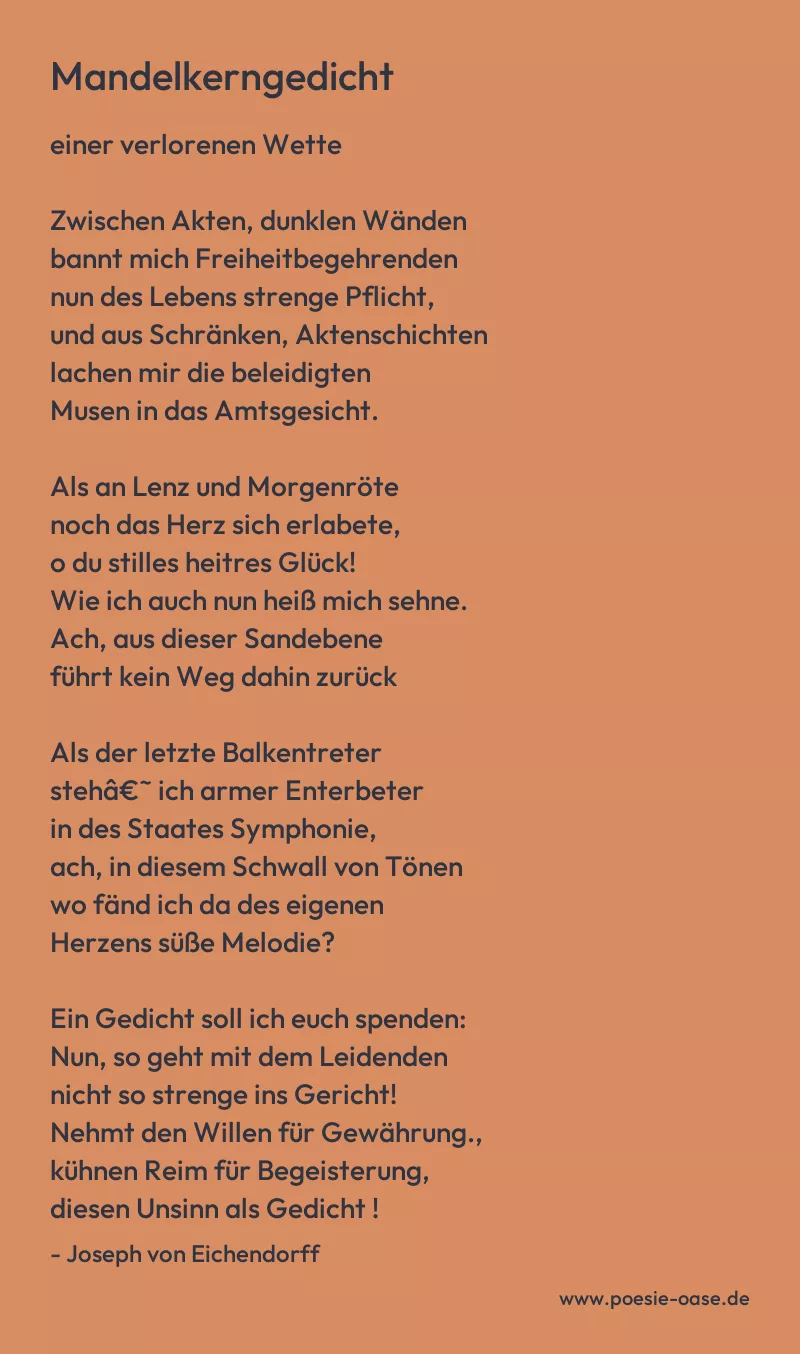Gedicht: Mandelkerngedicht von Joseph von Eichendorff