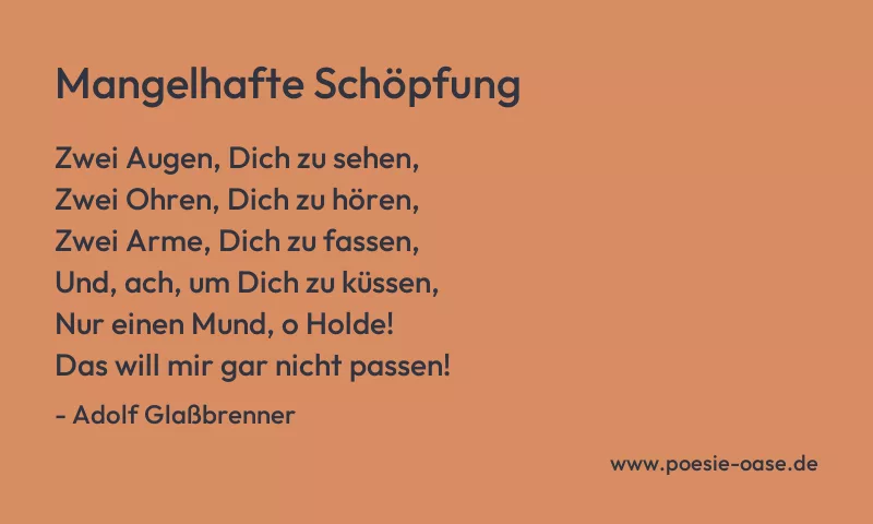Gedicht: Mangelhafte Schöpfung von Adolf Glaßbrenner