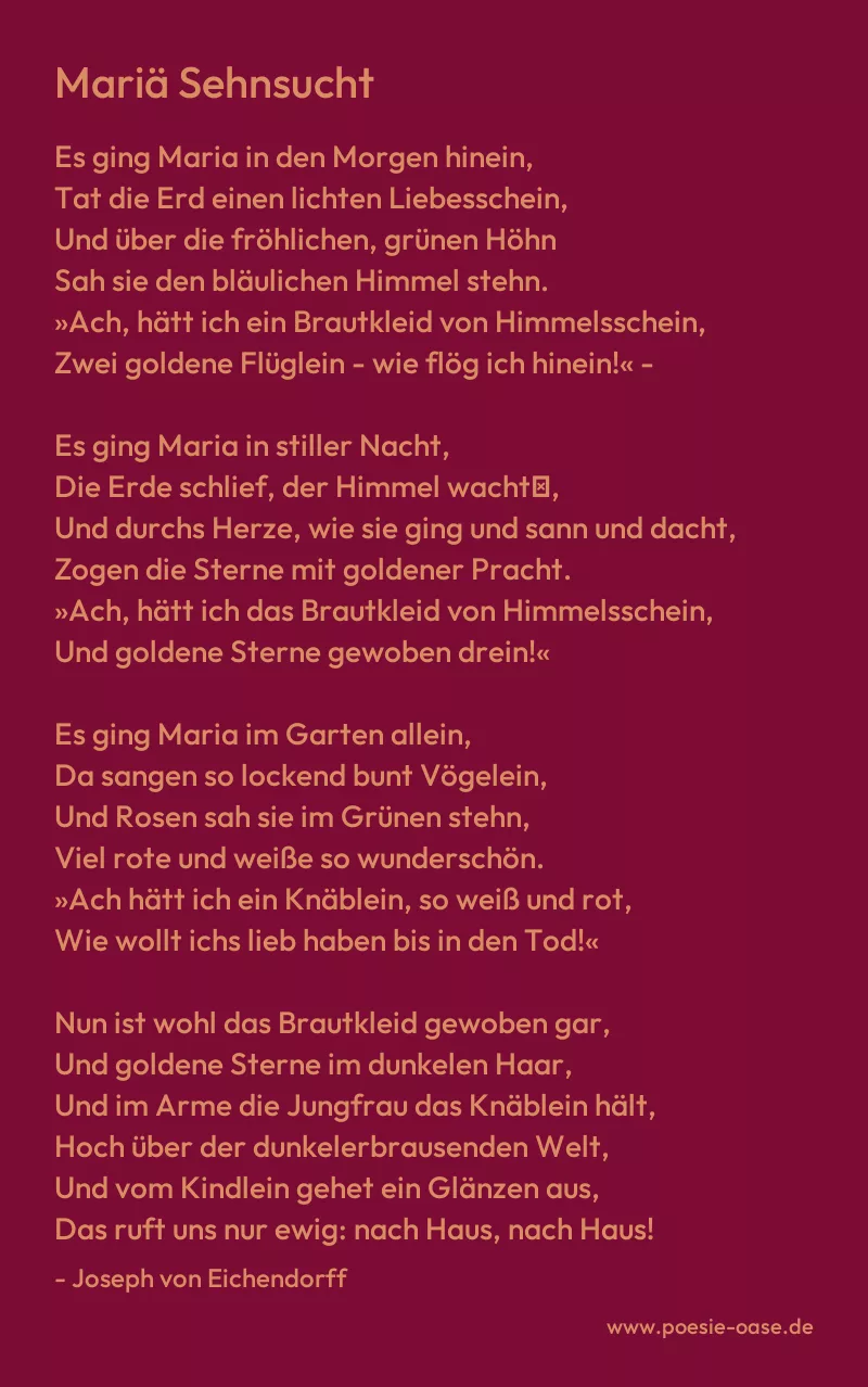 Gedicht: Mariä Sehnsucht von Joseph von Eichendorff